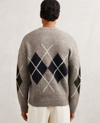 Men's Wool-Blend Crew-Neck Argyle Sweater