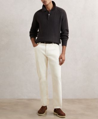 Men's Half-Button Cable-Knit Wool Shirt