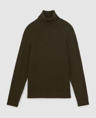 Men's Cable-Knit Roll-Neck with Wool Sweater