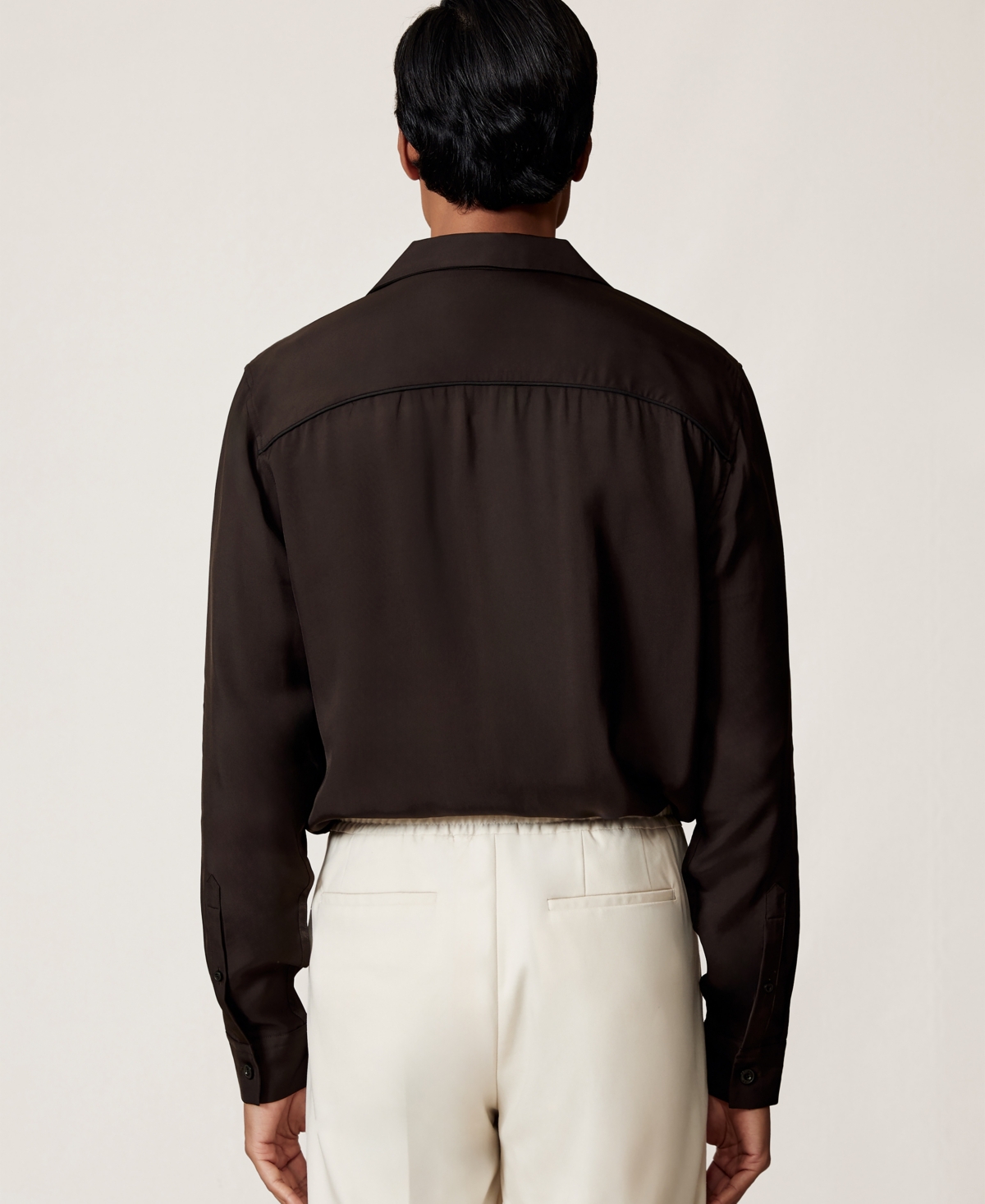 Reiss Men's Twill Piped Cuban-Collar Shirt