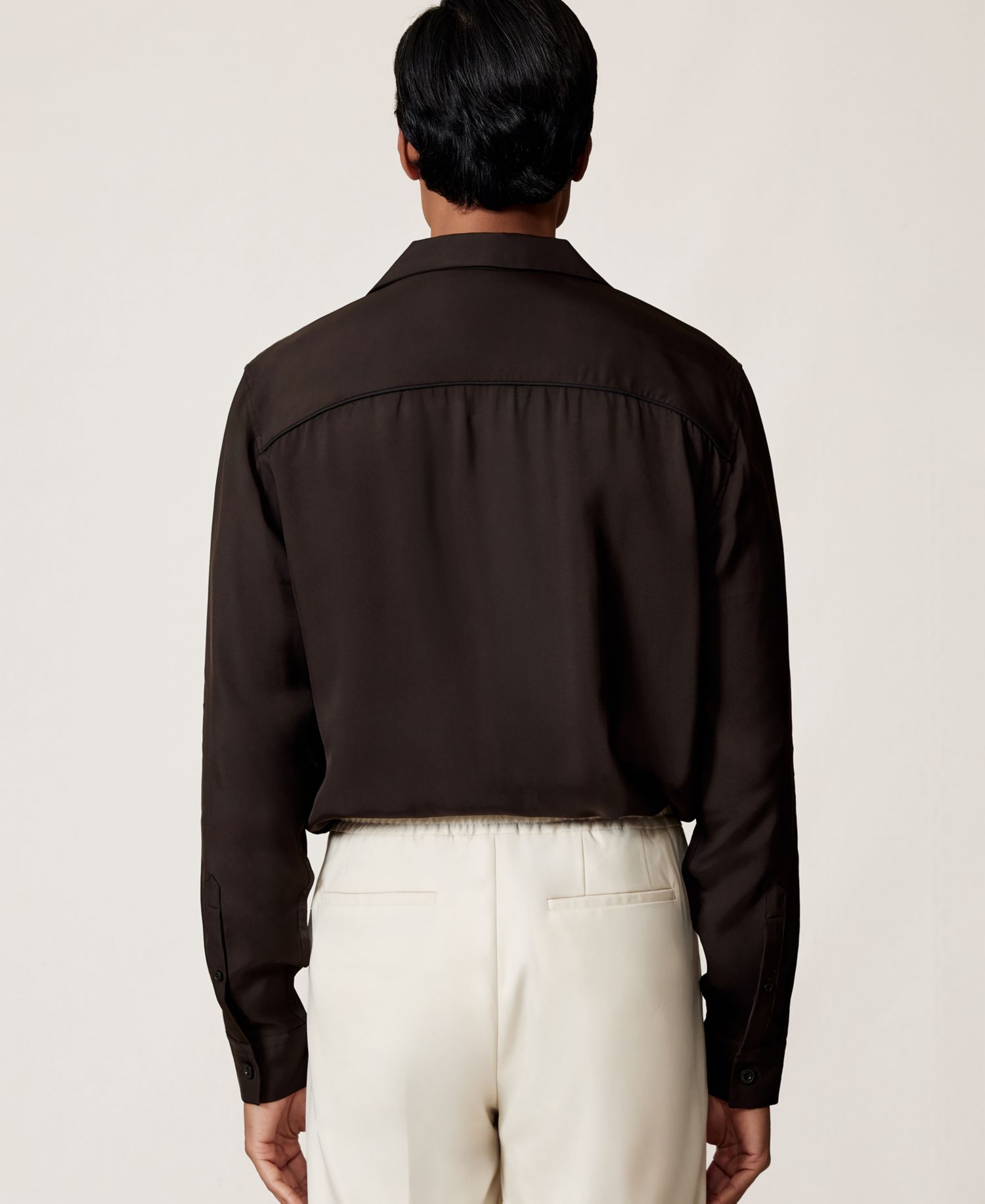 Men's Space Twill Piped Cuban-Collar Shirt