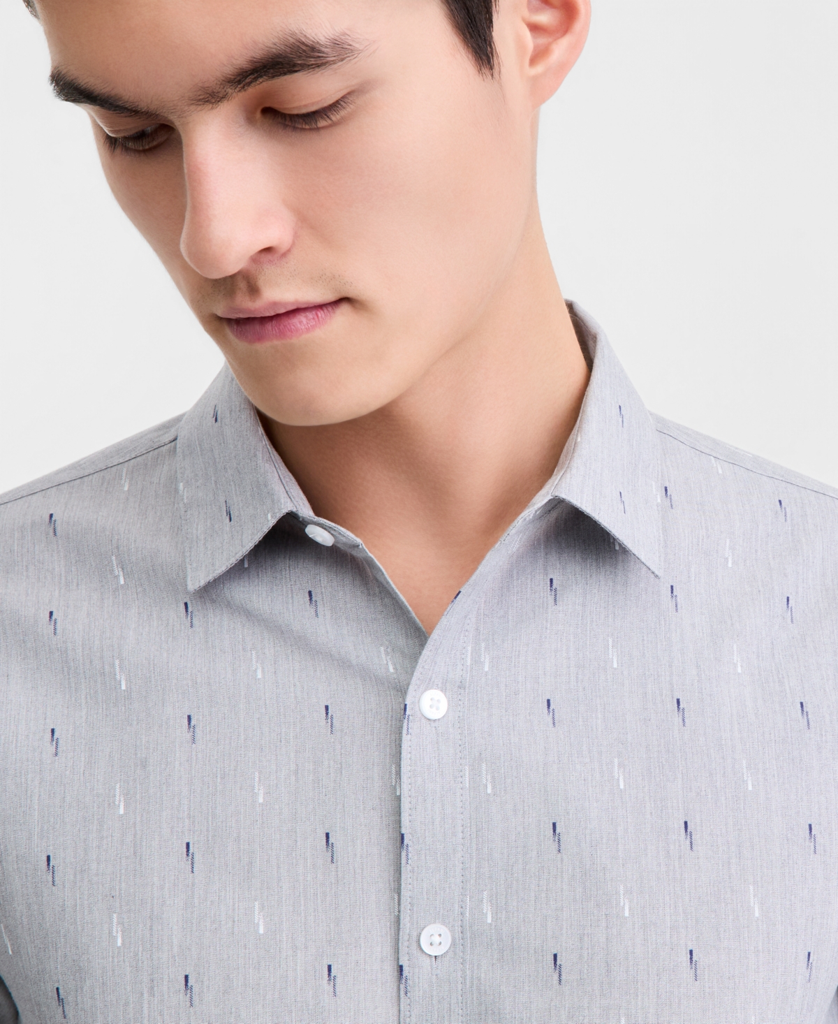 Alfani Men's Long-Sleeve Cotton Faded Geo Shirt, Macy's Exclusive