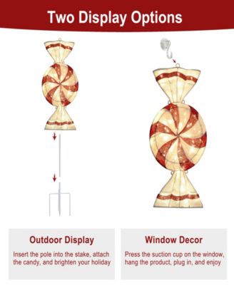 6' Pre-Lit Outdoor Peppermint Candy Pathway Stake Christmas D&eacute;cor