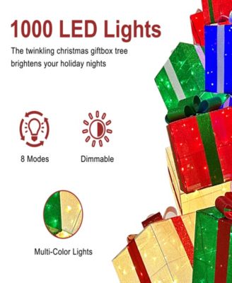 10.8' Pre-Lit Christmas Giftbox Tree Christmas Holiday D&eacute;cor