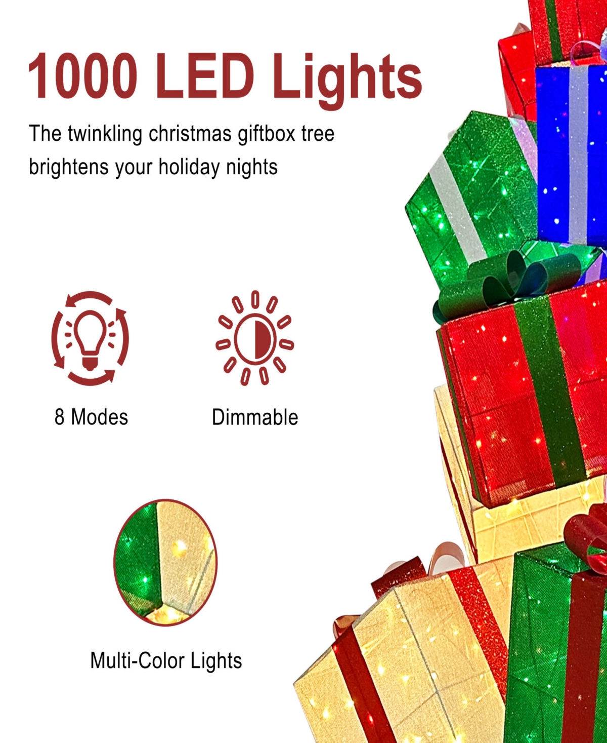 Puleo International 10.8' Pre-Lit Christmas Giftbox Tree Christmas Holiday Decor