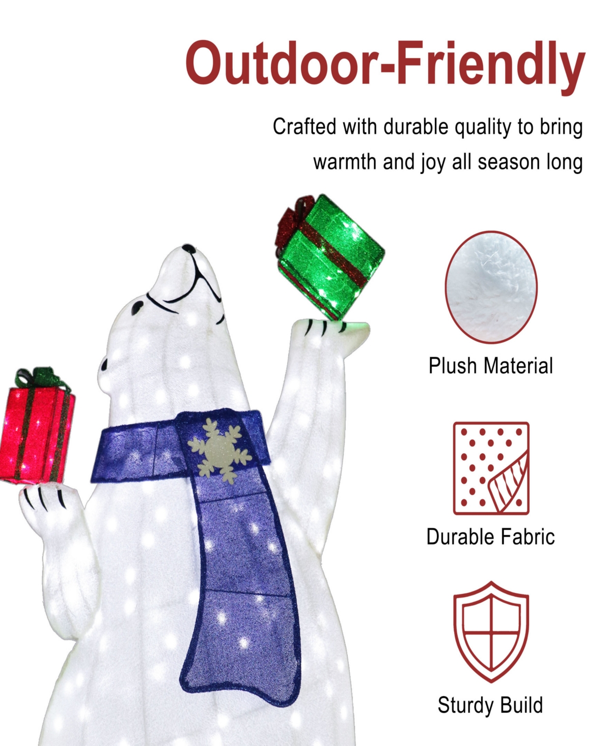 Puleo International Pre-Lit Bear Family Christmas Holiday Decor, Set of 4