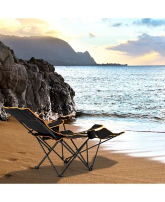 Folding Camping Chair With Footrest Camping Lounge Chair With Carry Bag.