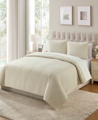 Embroidered Pick Stitch Microfiber 3-Pc. Quilt Set, Full/Queen