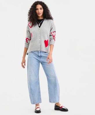 Women's Curved Hem Heart Cardigan, Macy's Exclusive