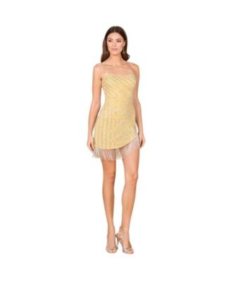 Women's One Shoulder Fringe Short Dress.