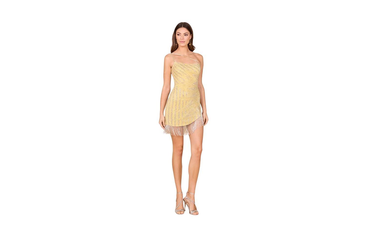 Women's One Shoulder Fringe Short Dress.
