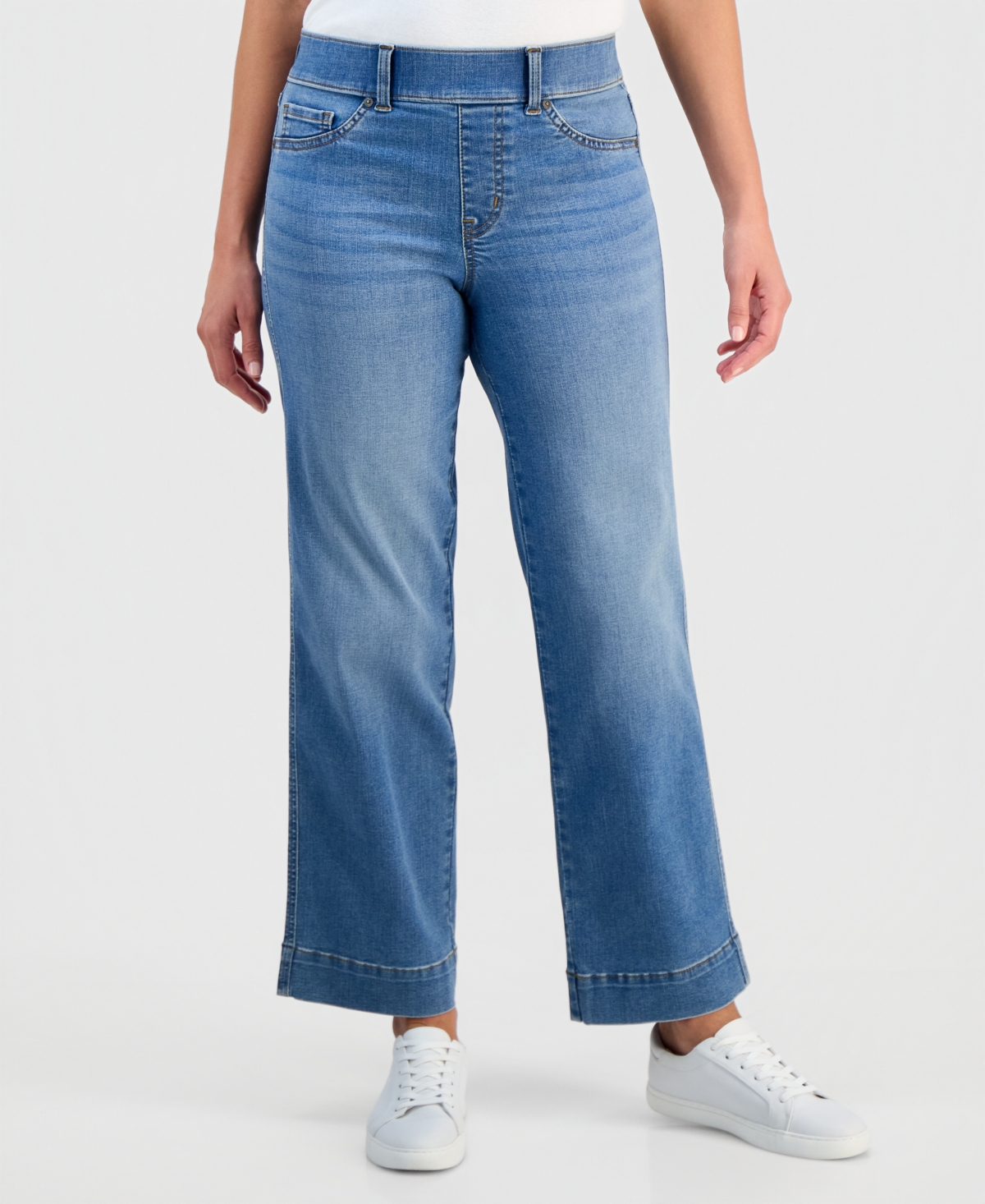 Style & Co Petite Pull-On Shaping High-Rise Wide-Leg Jeans, Macy's Exclusive