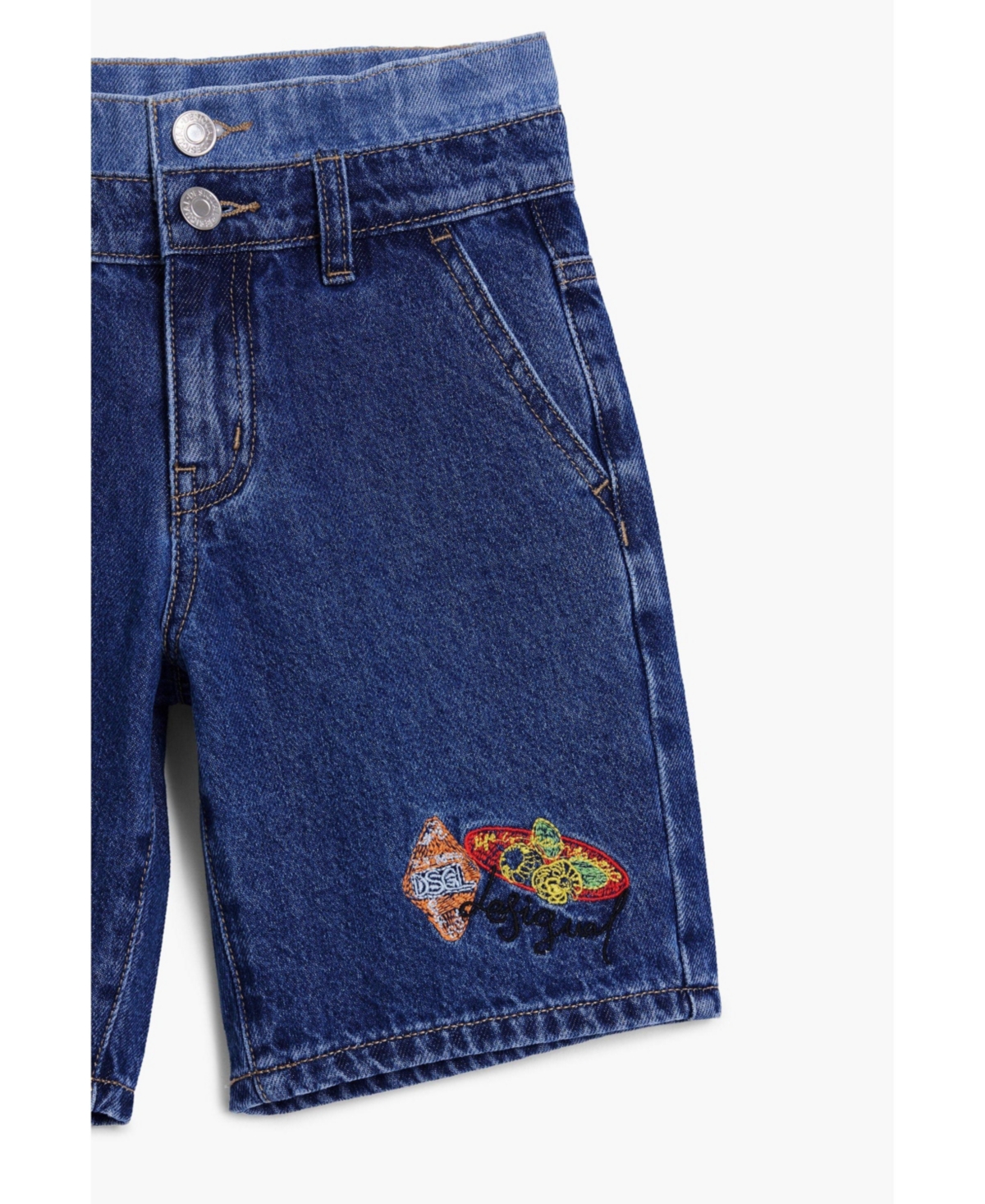 Desigual Boys Boys's Embroidered denim Bermuda shorts