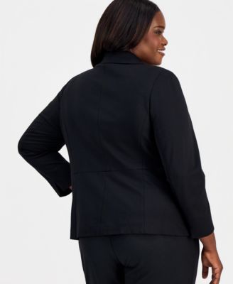 Plus Size Notched Collar One-Button Blazer