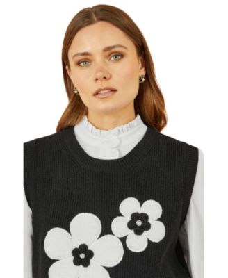 Women's Knitted Floral Sleeveless Sweater Vest