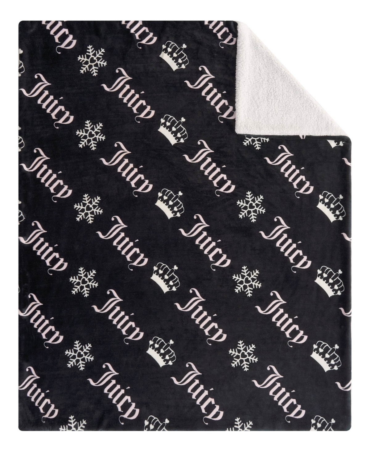 Juicy Couture Plush Reversible Sherpa Throw, 50"x 60"