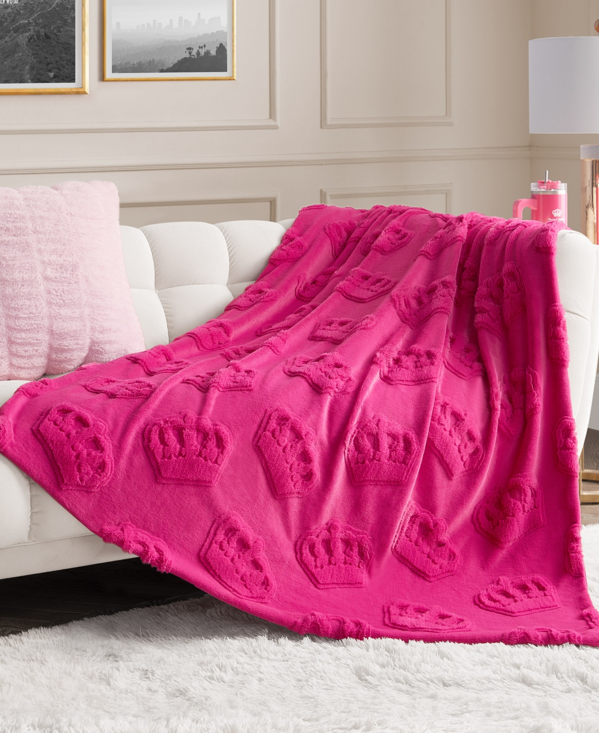 Juicy Couture Faux Fur Throw, 50"x70"
