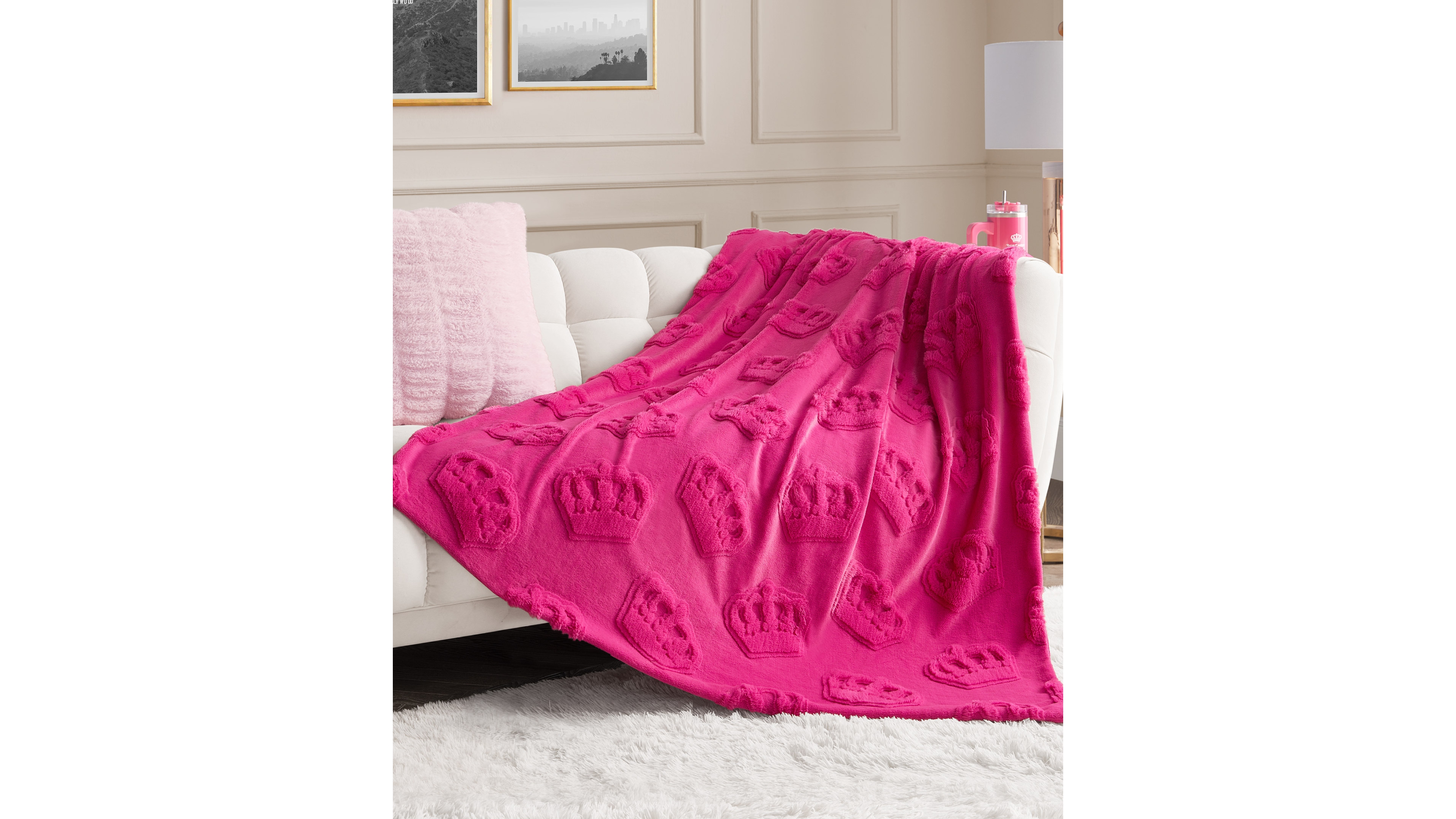 Juicy Couture Faux Fur Throw, 50"x70"