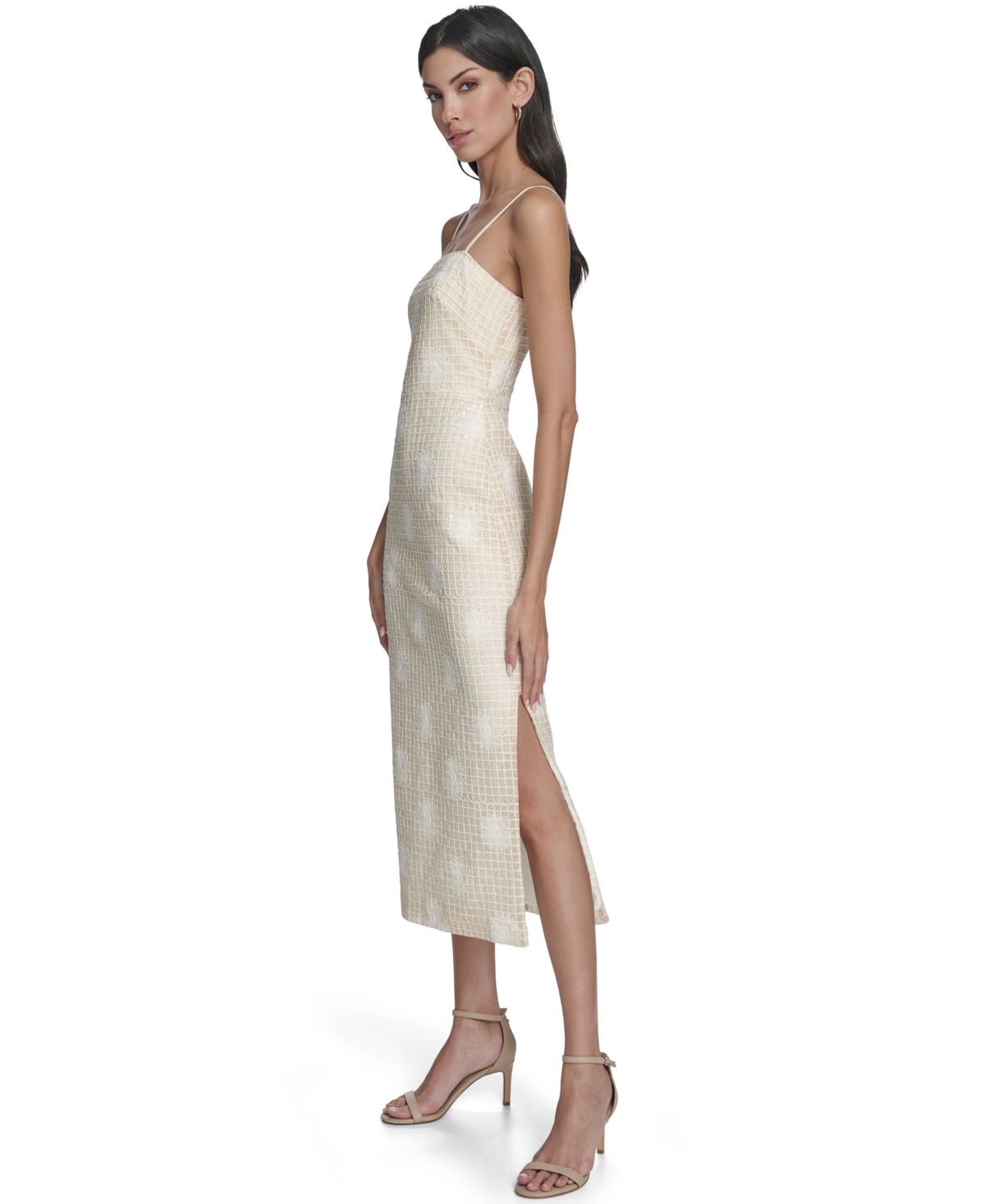 Vince Camuto Women's Novelty Woven Spaghetti Square Neck Dress In Multi