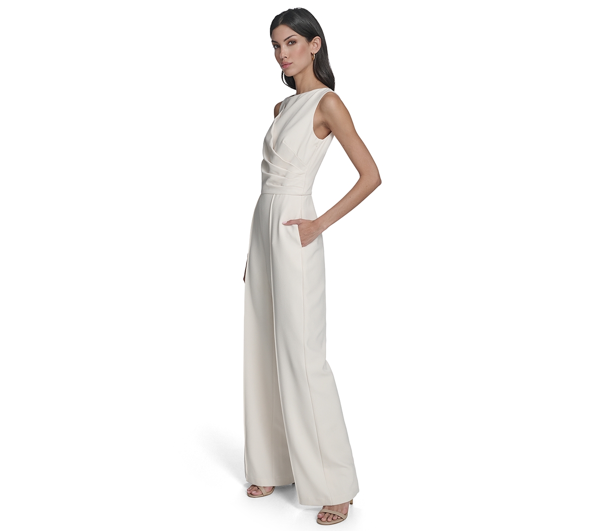 Vince Camuto Women's Signature Stretch Boat Neck Jumpsuit In White