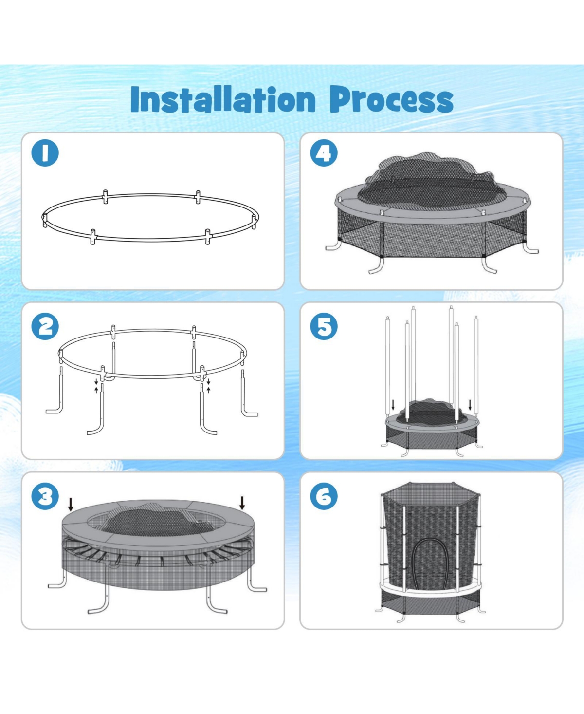 55 Inch Kids Recreational Trampoline Bouncing Jumping Mat with Enclosure Net