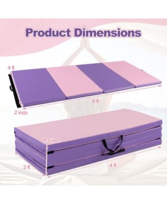 Folding Gymnastics Mat with Carry Handles and Sweatproof Detachable PU Leather Cover