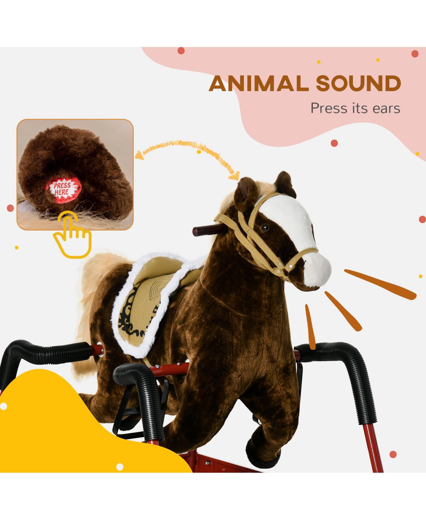 Детская мягкая игрушка Qaba Spring Plush Rocking Horse, Supports 132 lbs, Ages 5-12 — фото 5
