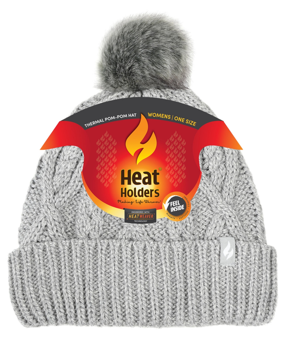 Heat Holders Women's Brina Cable Knit Beanie Hat In Gray