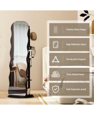 Lockable 360° Jewelry Armoire with Rotating Full Mirror