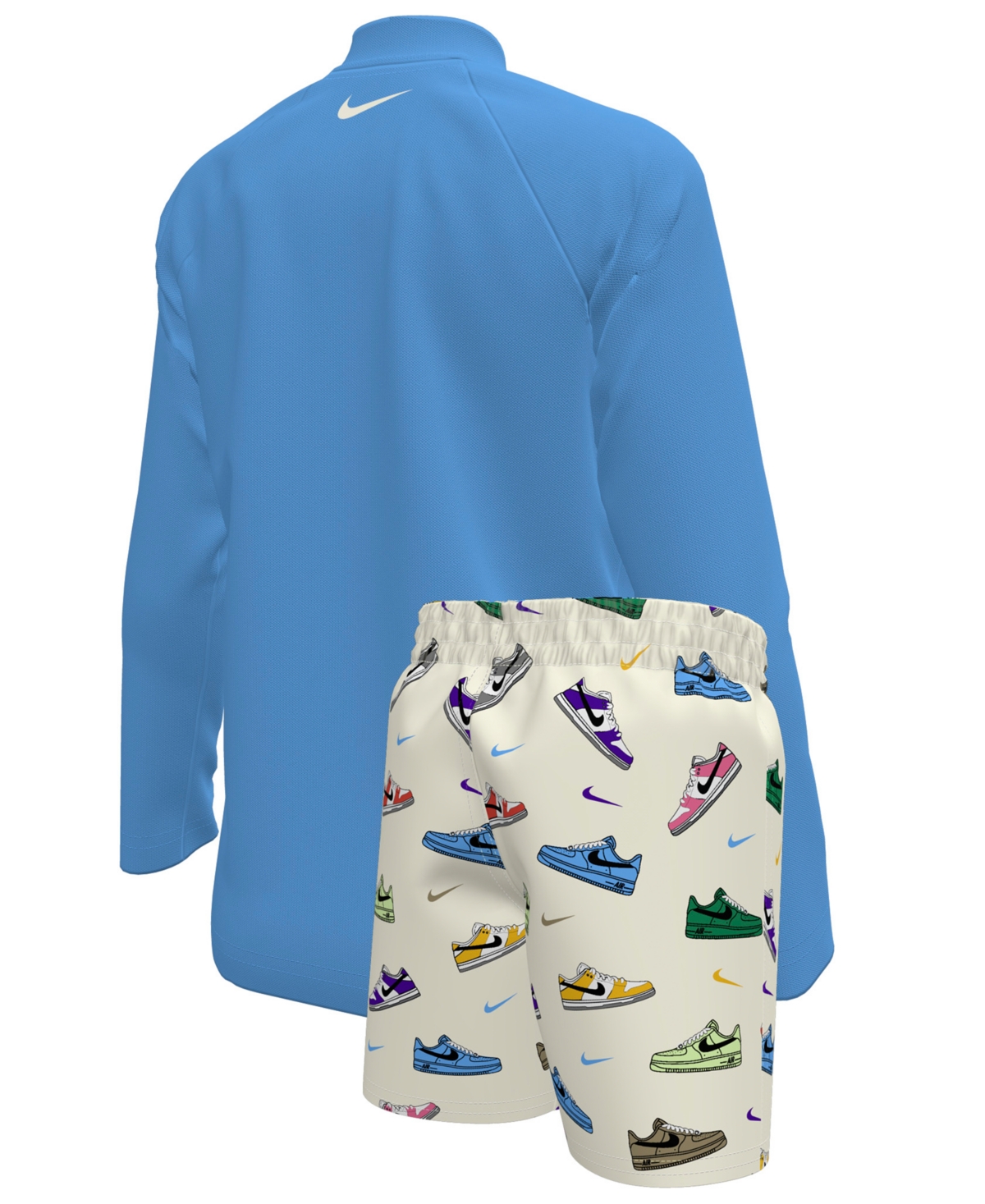 Nike Boys 4-7 Multi Sneaker Rash Guard Top And Swim Shorts, 2-piece Set In Multi