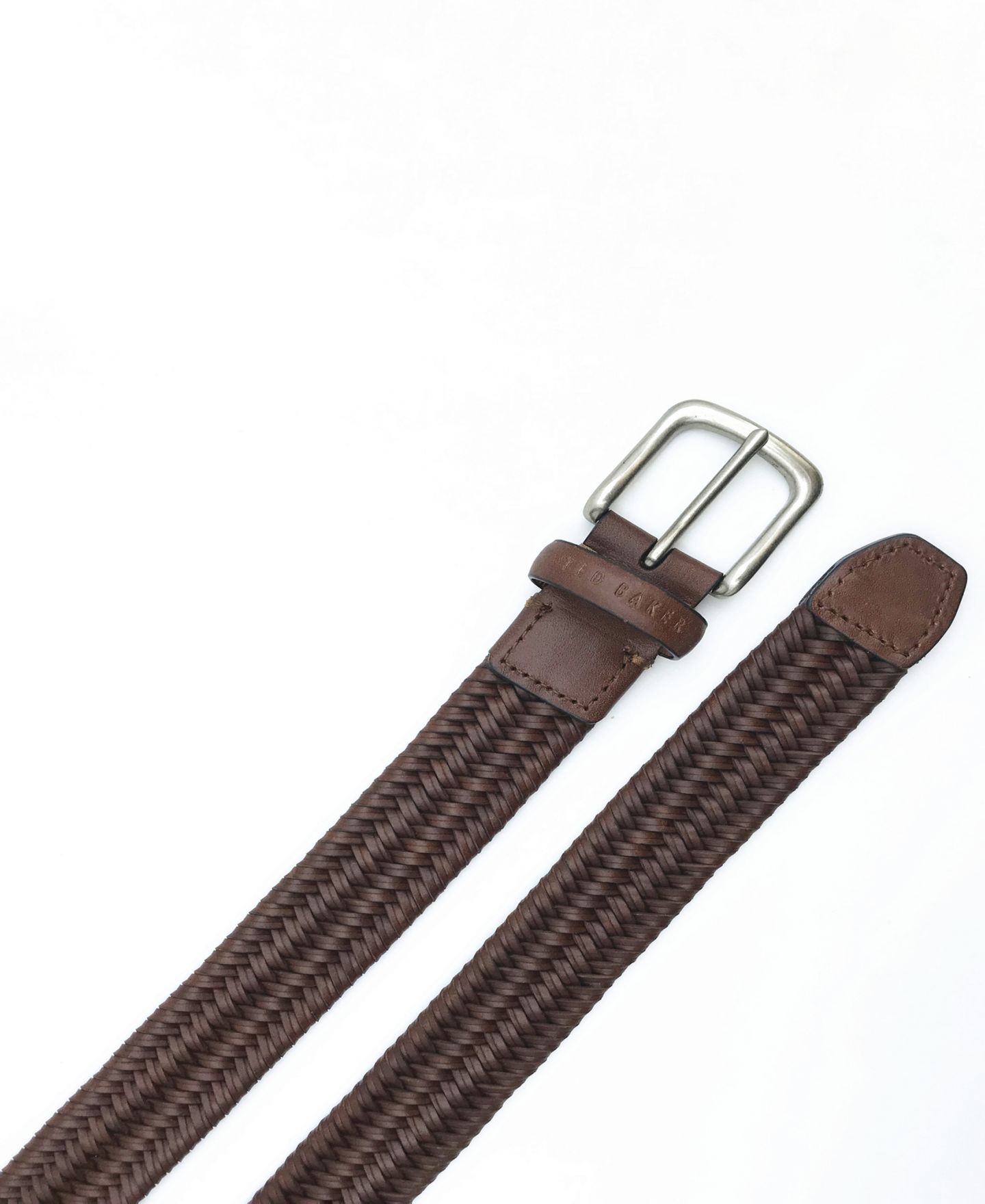 Мужской ремень Ted Baker Dress Braided Leather Belt, цвет: Коричневый — фото 3