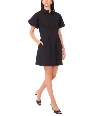 CeCe - Women's Puff Sleeve Button Front Short Dress