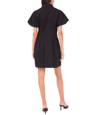 Women's Puff Sleeve Button Front Short Dress