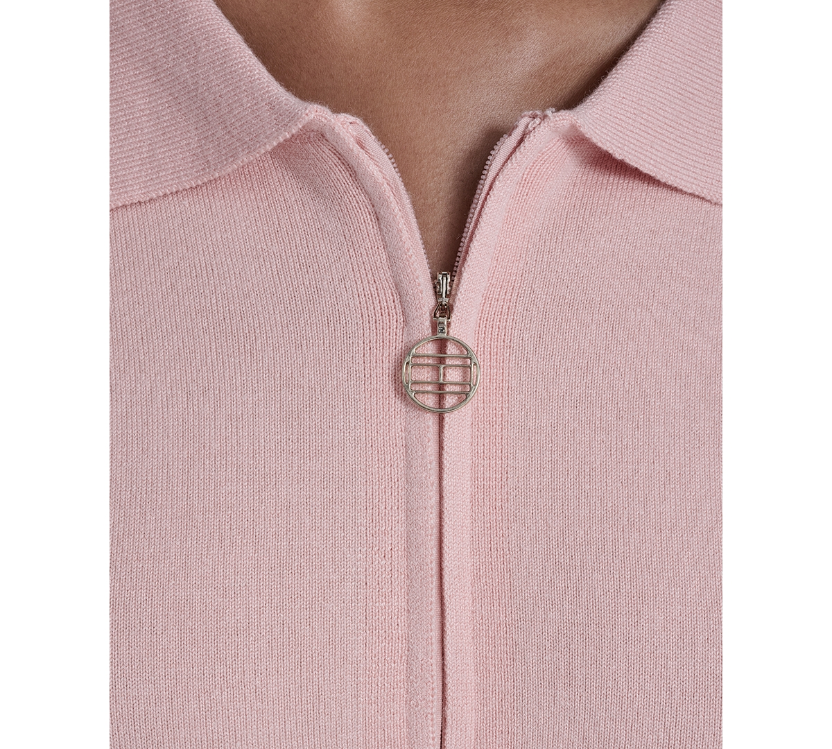 Tommy Hilfiger Women's Long-sleeve Quarter-zip Polo Sweater In Pink