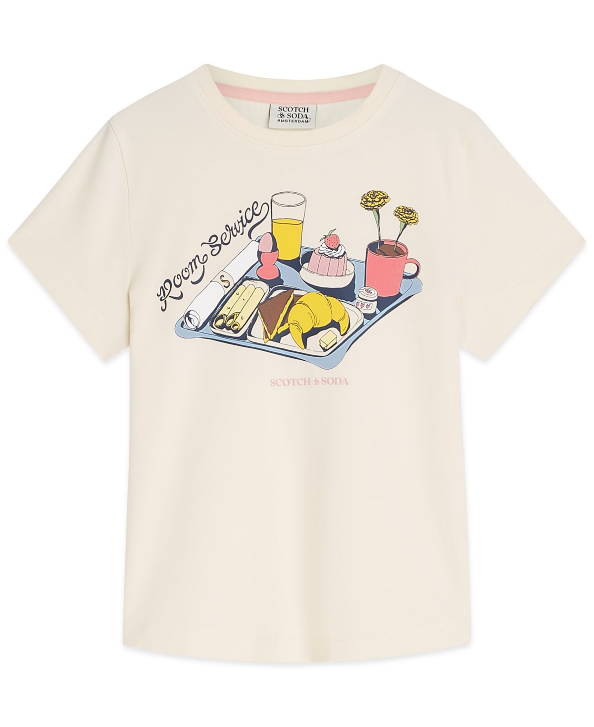 Scotch & Soda Girls 4-6X Breakfast Tray Graphic Short-Sleeve T-Shirt - EGGNOG