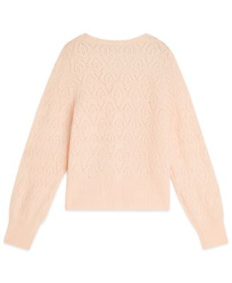Girls' 7-16 Pointelle Knit Sweater