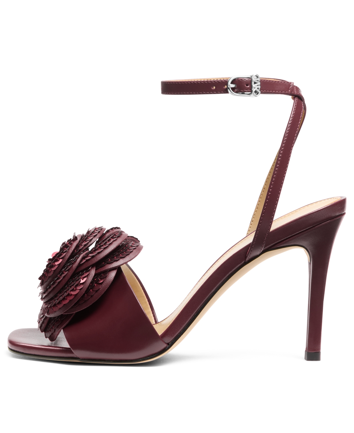 Michael Kors Michael  Women's Elodie Square Toe Sandals In Burgundy