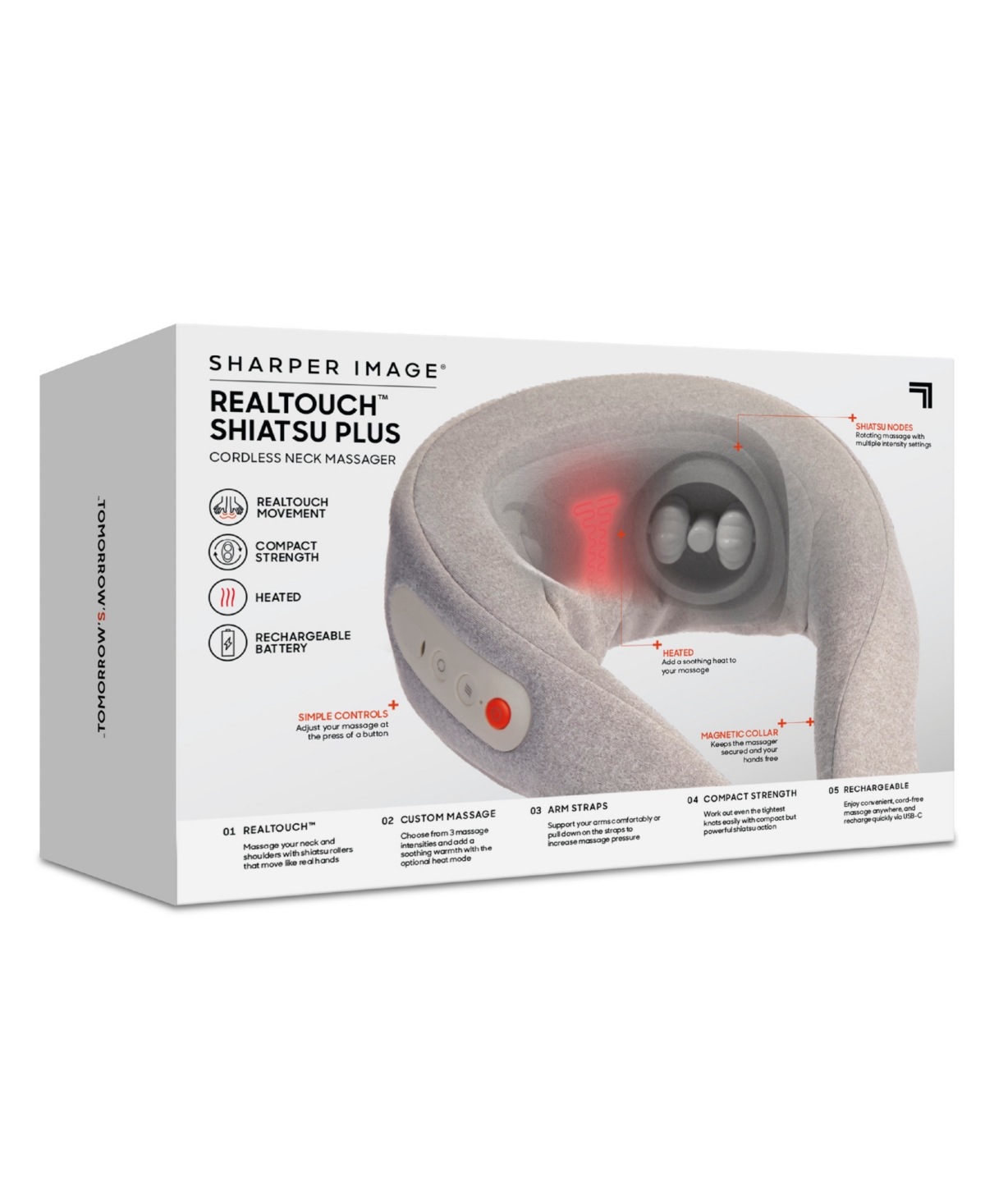 Sharper Image Realtouch Shiatsu Plus Cordless Neck Massager In Gray