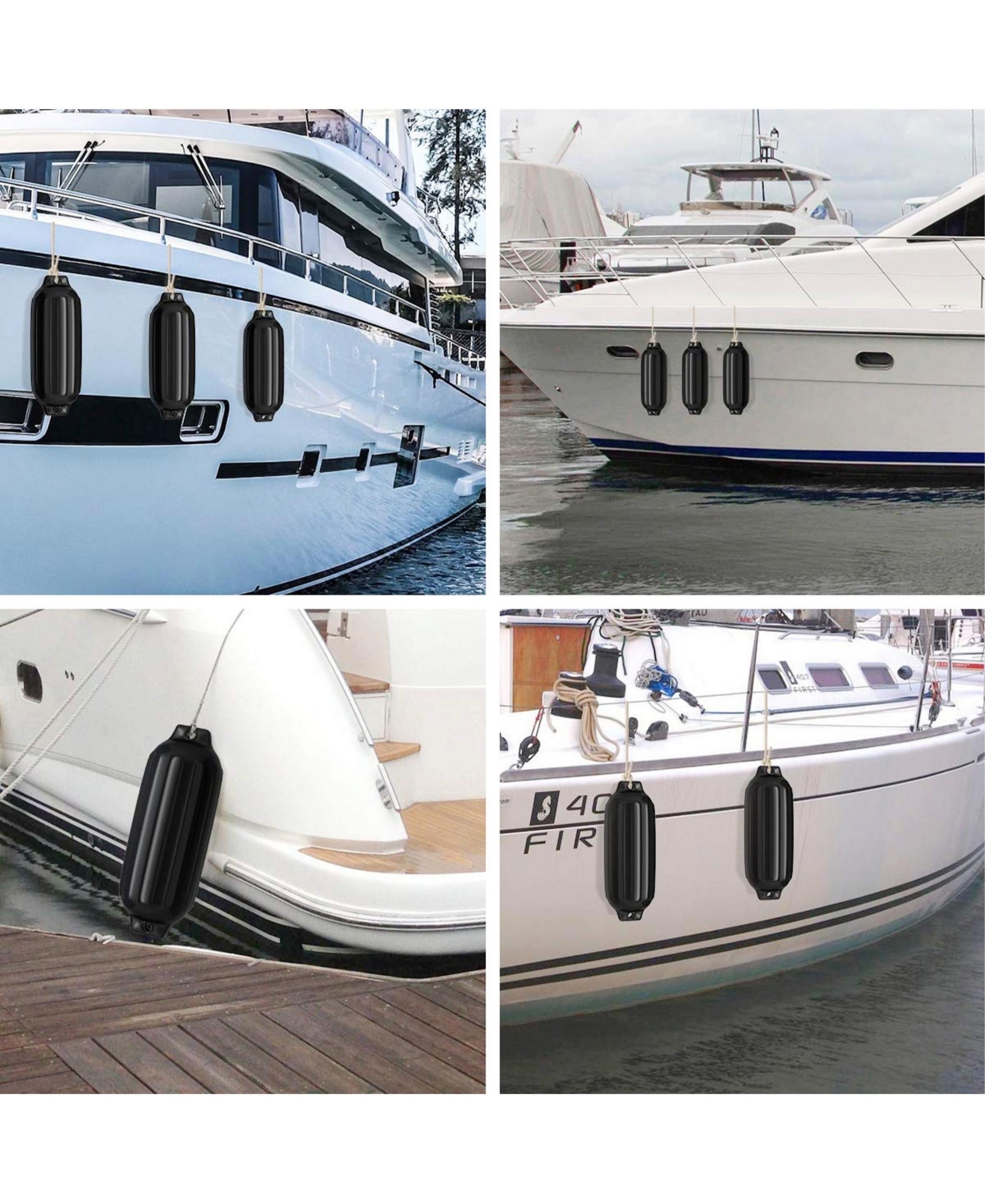 Sugift 4 Ribbed Marine 8.5" x 27" Boat Fender Vinyl Bumper