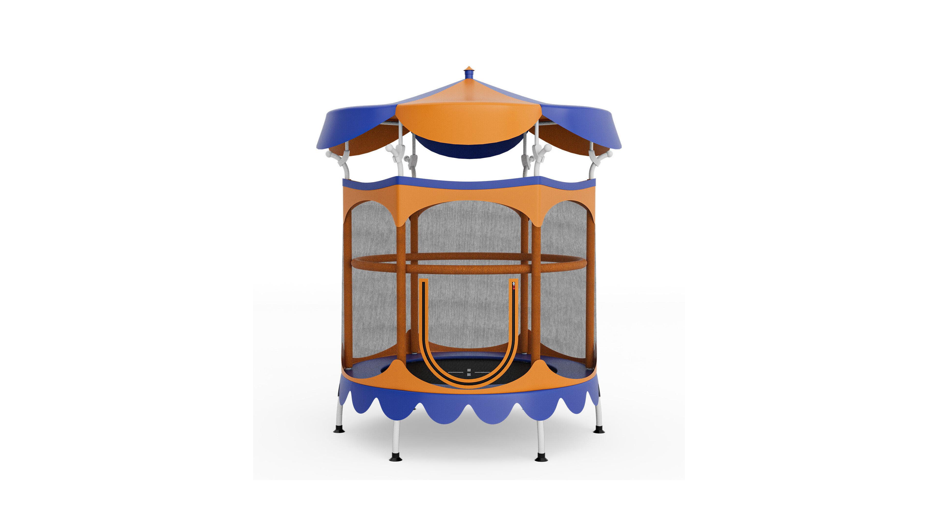 Sugift 64 Inch Kids Trampoline with Detachable Canopy and Safety Enclosure Net