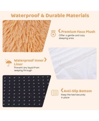 Washable Fluffy Human Dog Bed with Soft Blanket and Plump Pillow-Brown