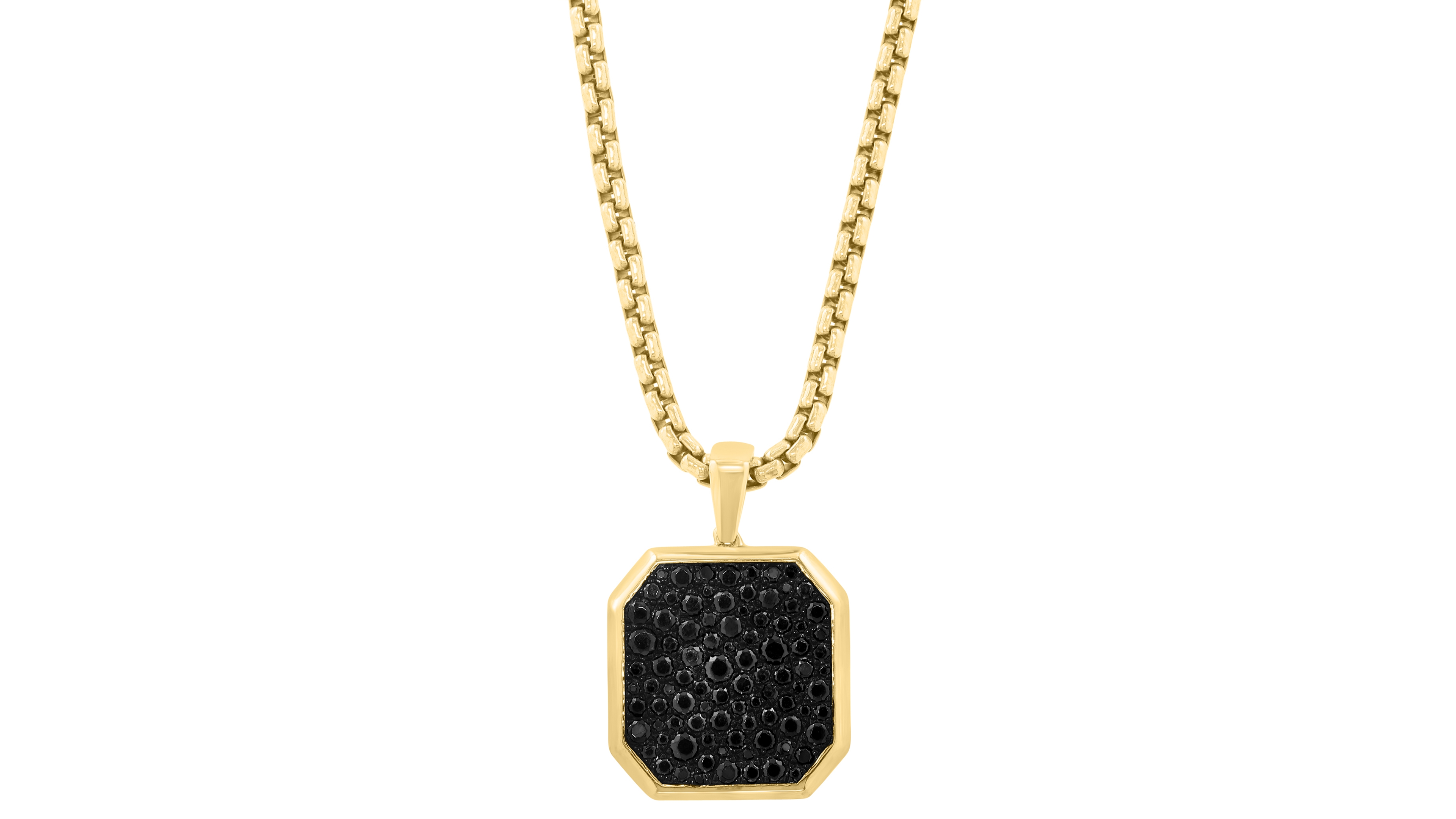 Effy Collection Men's Black Spinel Pendant Necklace (1-5/8 ct. t.w.) in Gold Over Silver