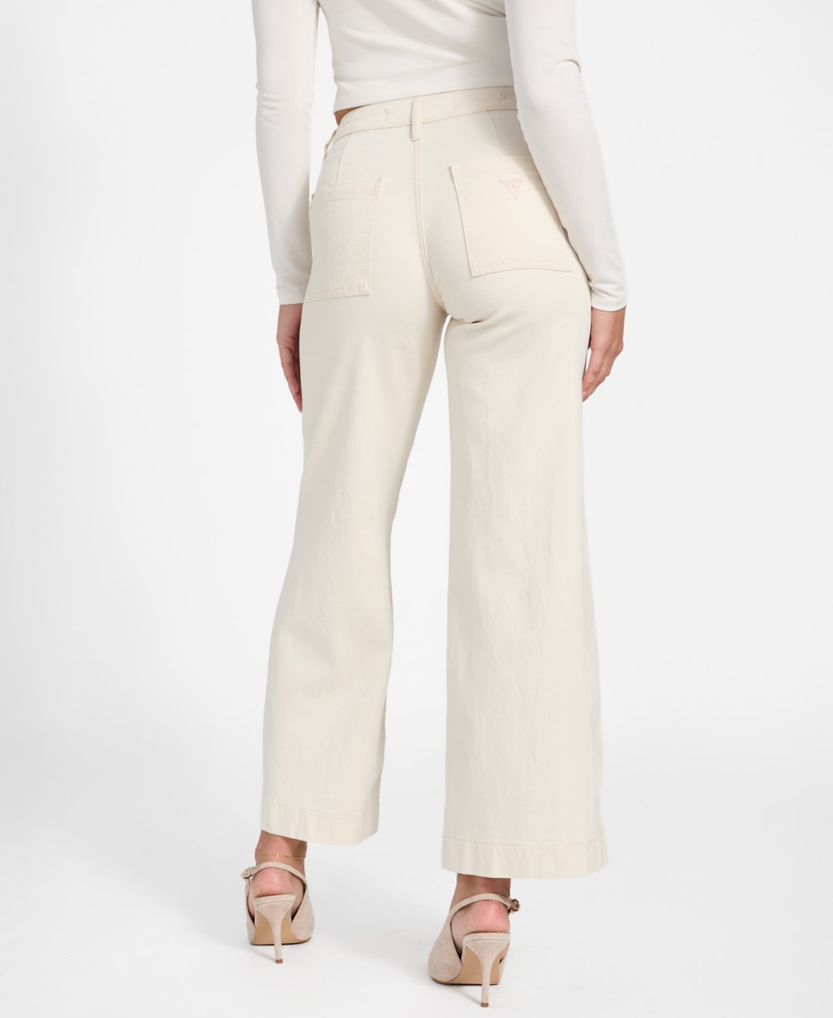 Guess Women's Wide Leg Stretch Denim Jeans In White