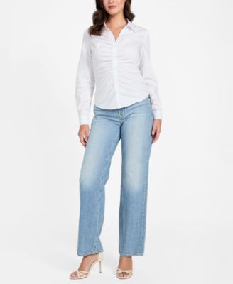 Women's Emily Shirred Long-Sleeve Collared Shirt