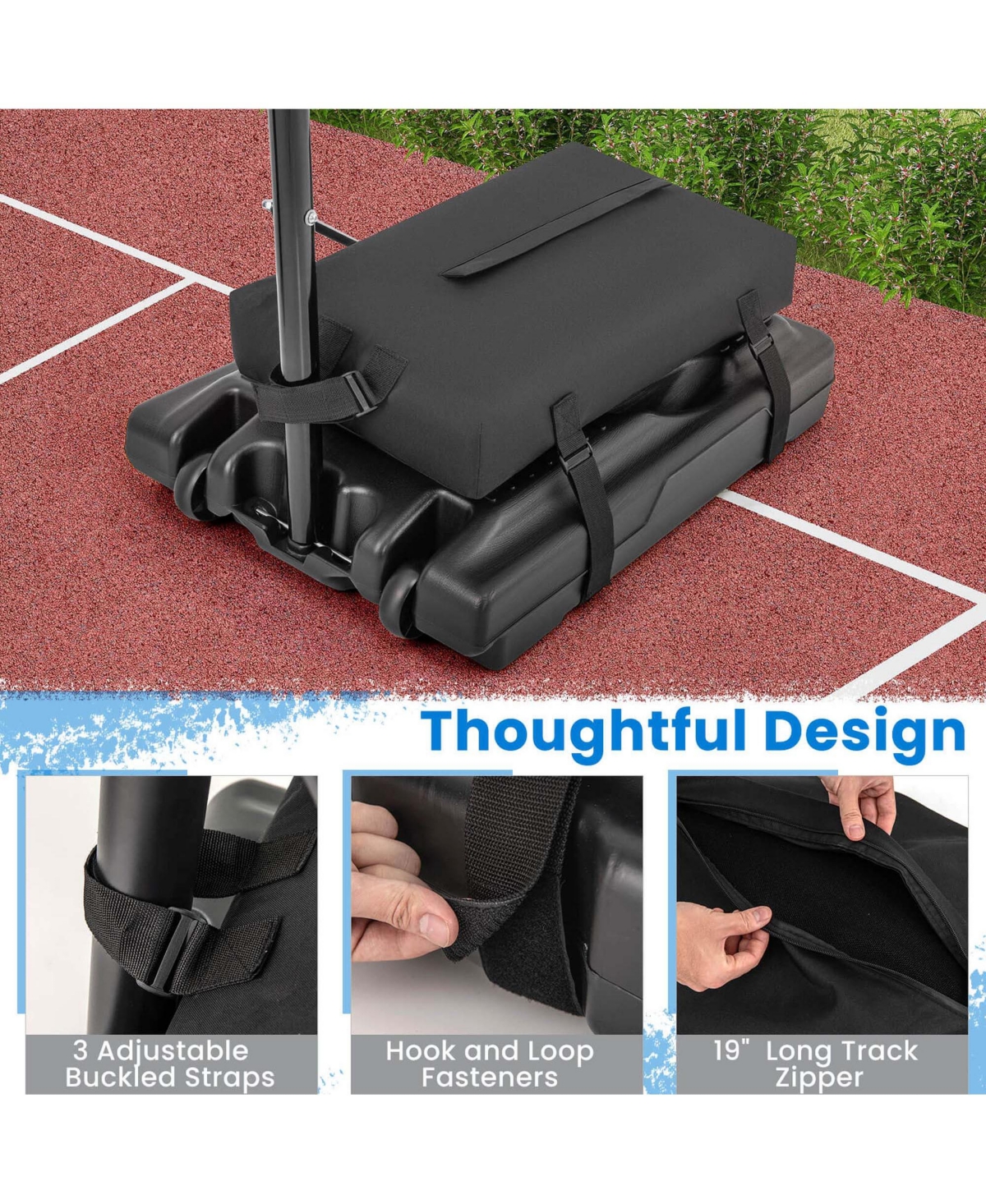 Costway Portable Basketball Hoop Stand Adjustable Height with Shatterproof Sandbag Wheels