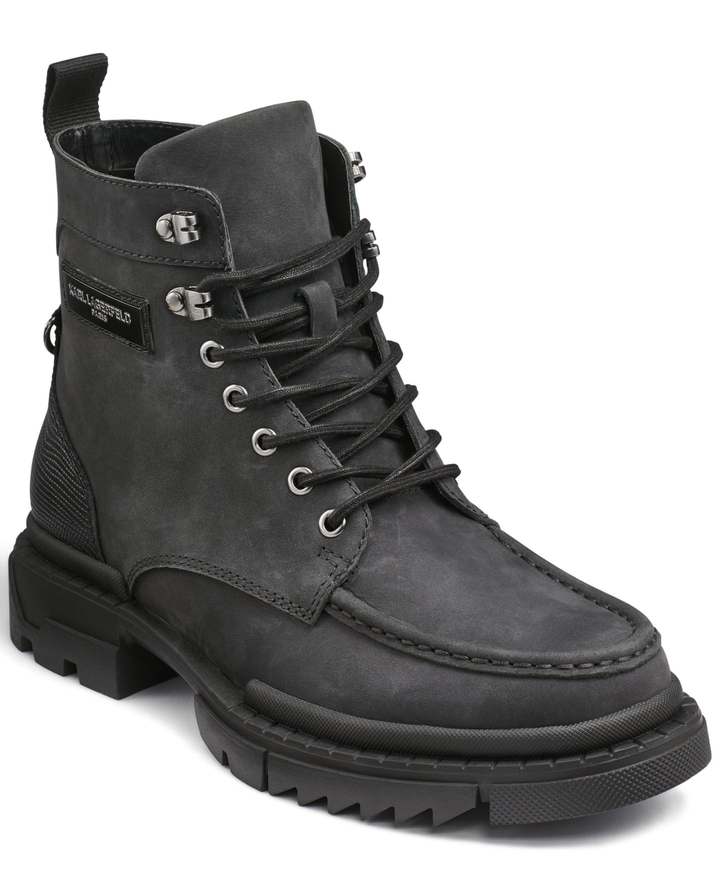Мужские ботинки KARL LAGERFELD PARIS Round Toe Work Boots, цвет: Чёрный — фото 1