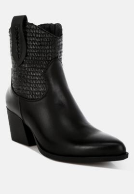 Womens Big Mood Raffia & Faux Leather Cowboy Boots