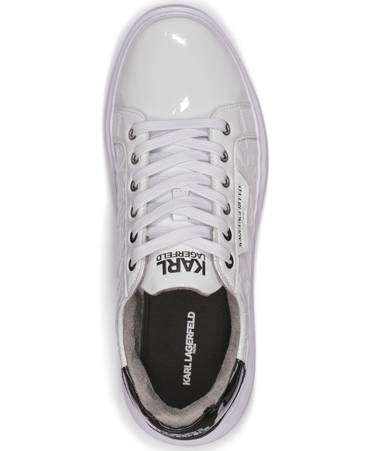 Karl Lagerfeld Men's Patent 3d Logo Sneakers In White