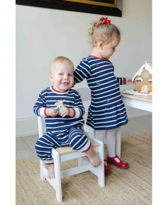 Baby Boys Stripe Knit Longall With Holiday Lights Dog