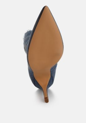 Womens Himkok Distressed Denim Mid-Calf Boots